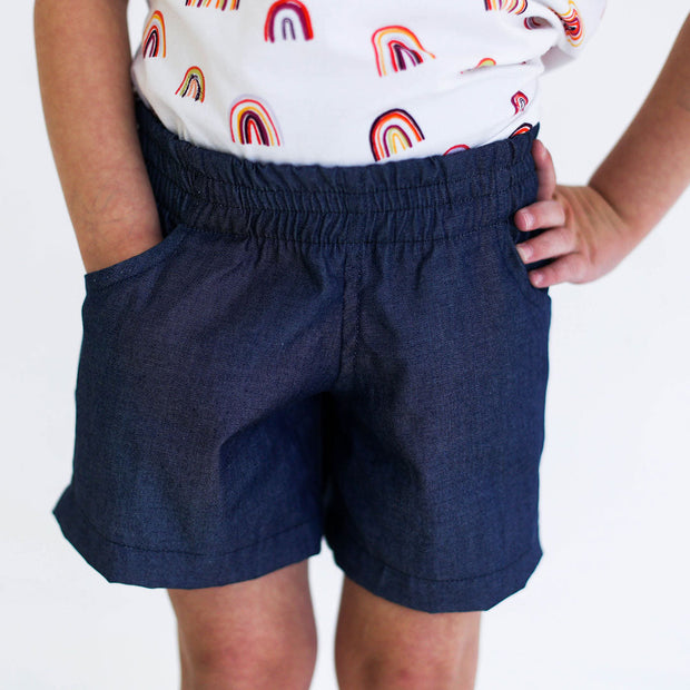 Girl's Shorts Solid Denim