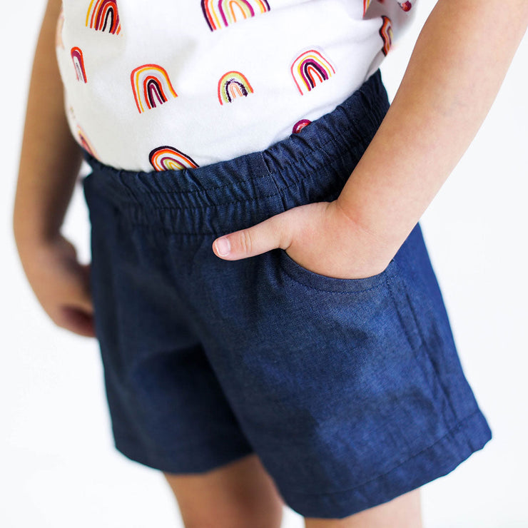 Girl's Shorts Solid Denim