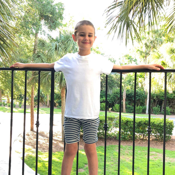 Boys Lounge Shorts Navy Stripe